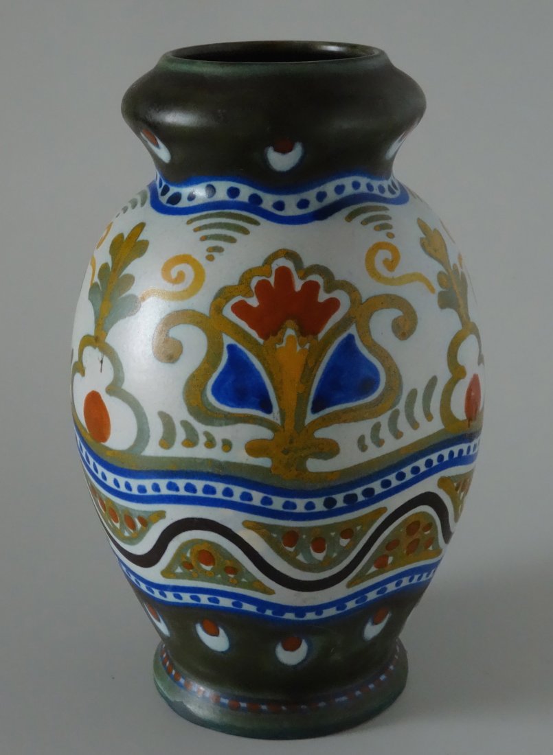 Massa Gouda Holland Polychrome Hand Painted Pottery: Massa Gouda Holland Polychrome Hand Painted Pottery Vase Approximately 8 ½" tall.