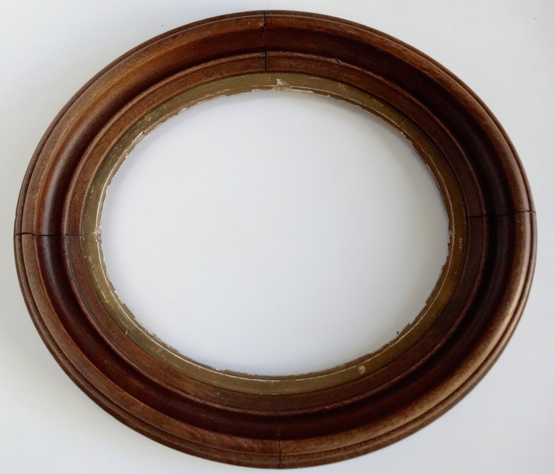 Oval Antique Deep Picture Frame Solid Walnut Gold Liner (1 of 6)