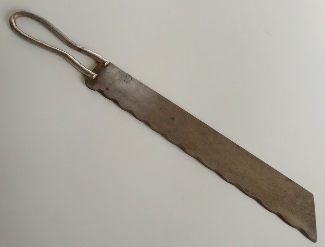 Antique Bread Knife Marked Lima: Antique Bread Knife Marked Lima Approximately 14 5/8 inches overall; blade is approximately 9 3/8 inches. Part of a large knife collection which we will be auctioning in October, please mark your cale