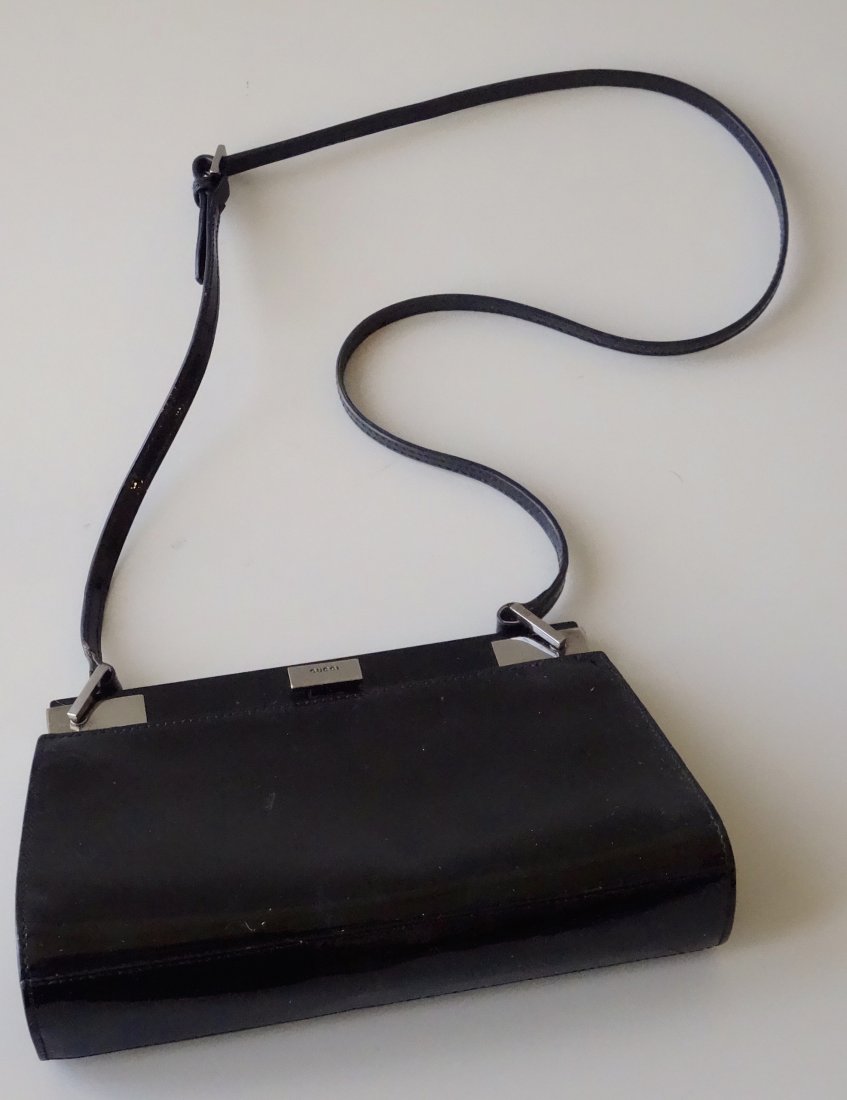 GUCCI Clutch Shoulder Bag Black Lacquer Made in Italy (1 of 8)
