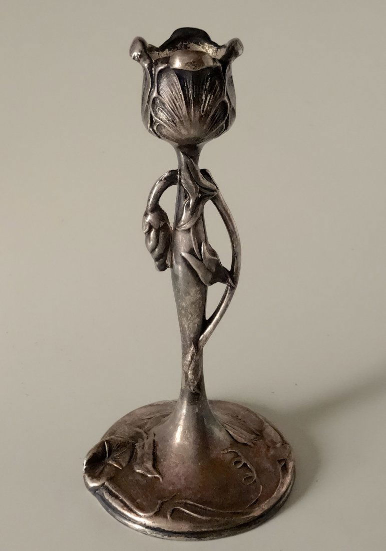 Jugendstil Tulip Candlestick Art Nouveau Antique: Jugendstil Tulip Candlestick Art Nouveau Antique Candleholder Approximately 6 7/16 inches tall; base is approximately 3 1/8 inches in diameter.