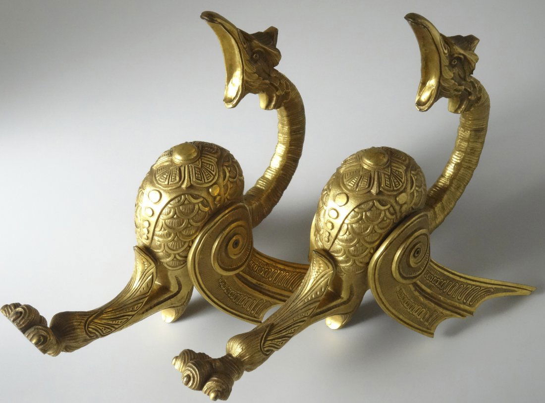 Gilded Bronze Griffin Gothic Shelf Brackets Salvaged (1 of 7)