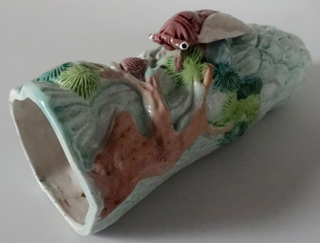 Antique French Majolica Cicada Wall Pocket Vase (1 of 9)