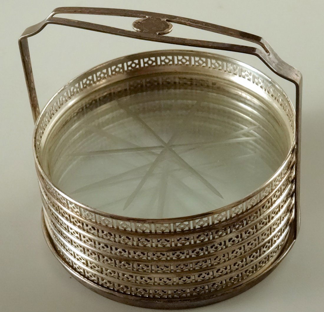 Webster Sterling Silver and Cut Glass Coaster Set (1 of 6)