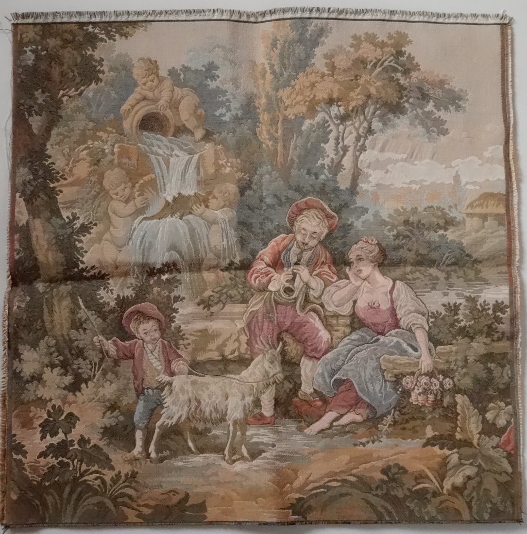 Italian Romantic Cotton Tapestry Never Used: Italian Romantic Cotton Tapestry Never Used Approximately 18 x 18 inches.