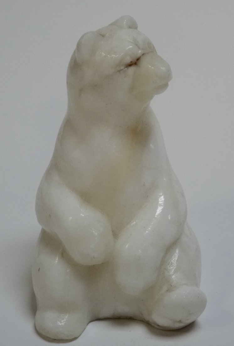 Vintage Russian White Marble Carved Bear Figurine Stone (1 of 6)