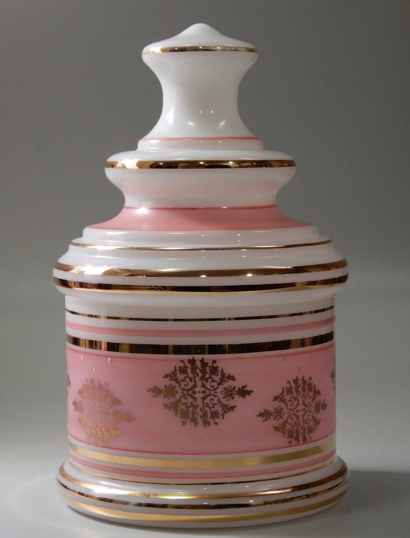 French Pink and Gold Opaline Glass Vanity Apothecary (1 of 8)