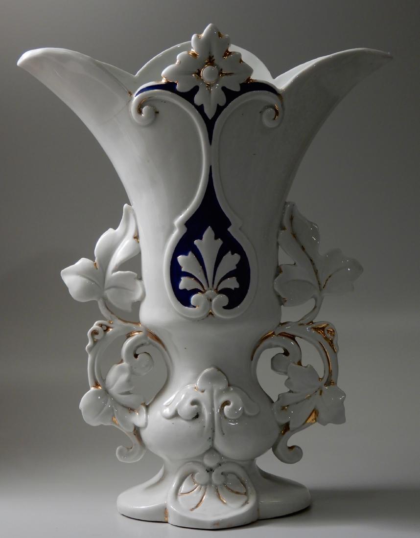 Old Paris Mantel Vase Cobalt Blue on White and Gold # 1 (1 of 6)