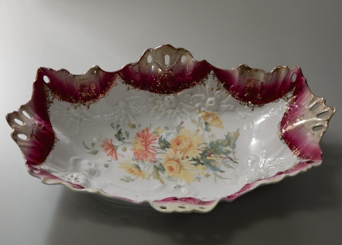 Carl Tielsch CT Germany Pierced Porcelain Bowl Relish: Carl Tielsch CT Germany Pierced Porcelain Bowl Relish Celery Dish c1910 This lot is part of the inventory from a closed antique store, which we will be auctioning during the next several months. This 