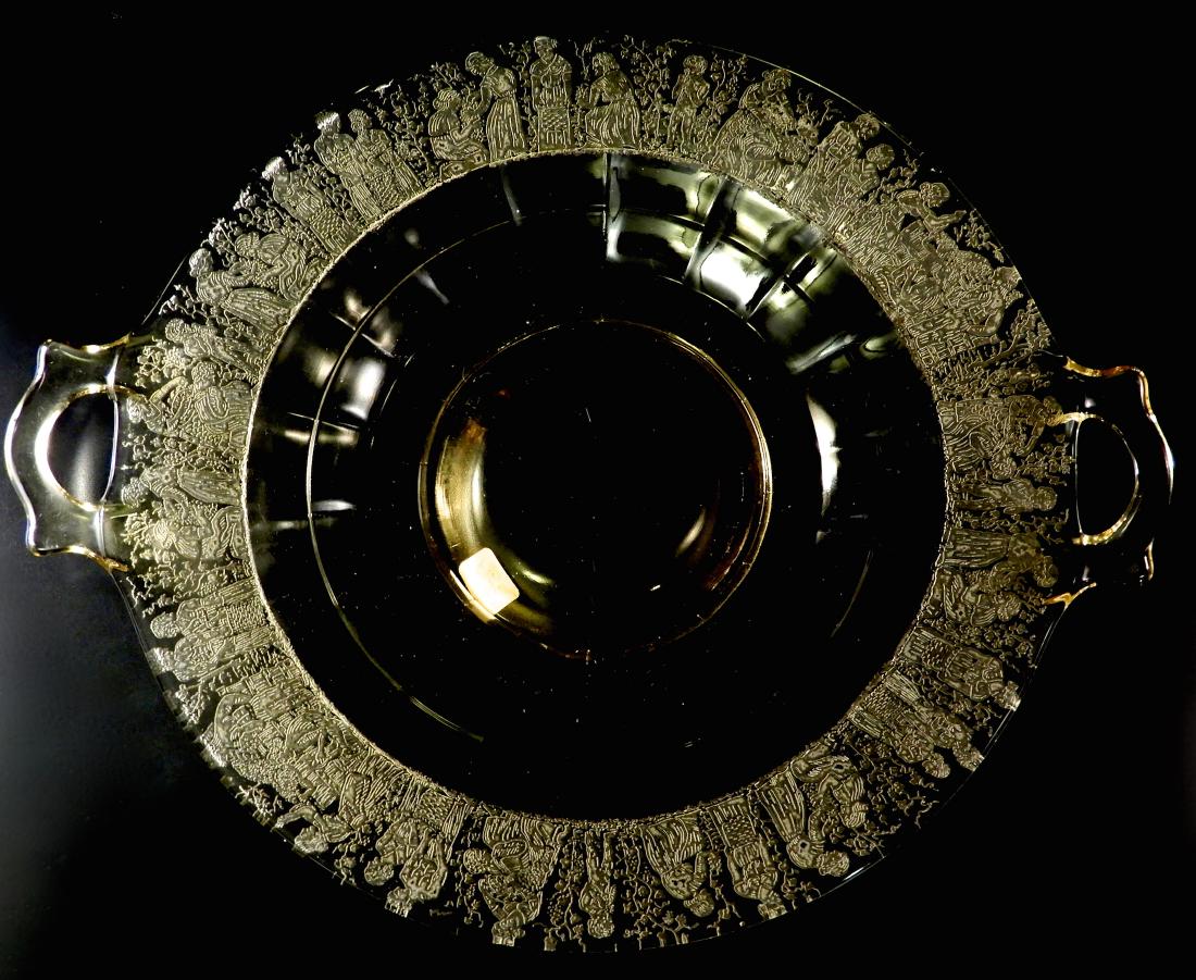 Rare Depression Glass Pattern Yellow Amber Tray Cake (1 of 8)