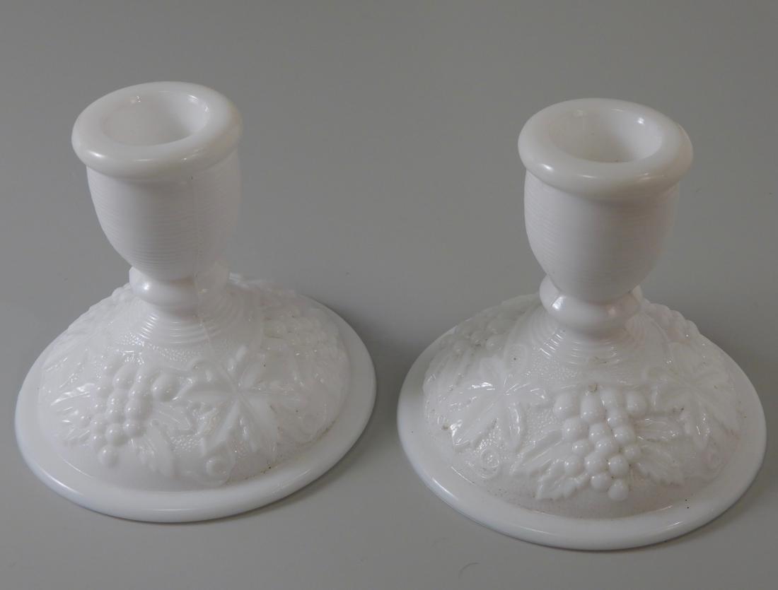 Pair Vintage Imperial Milk Glass Candleholders (1 of 4)