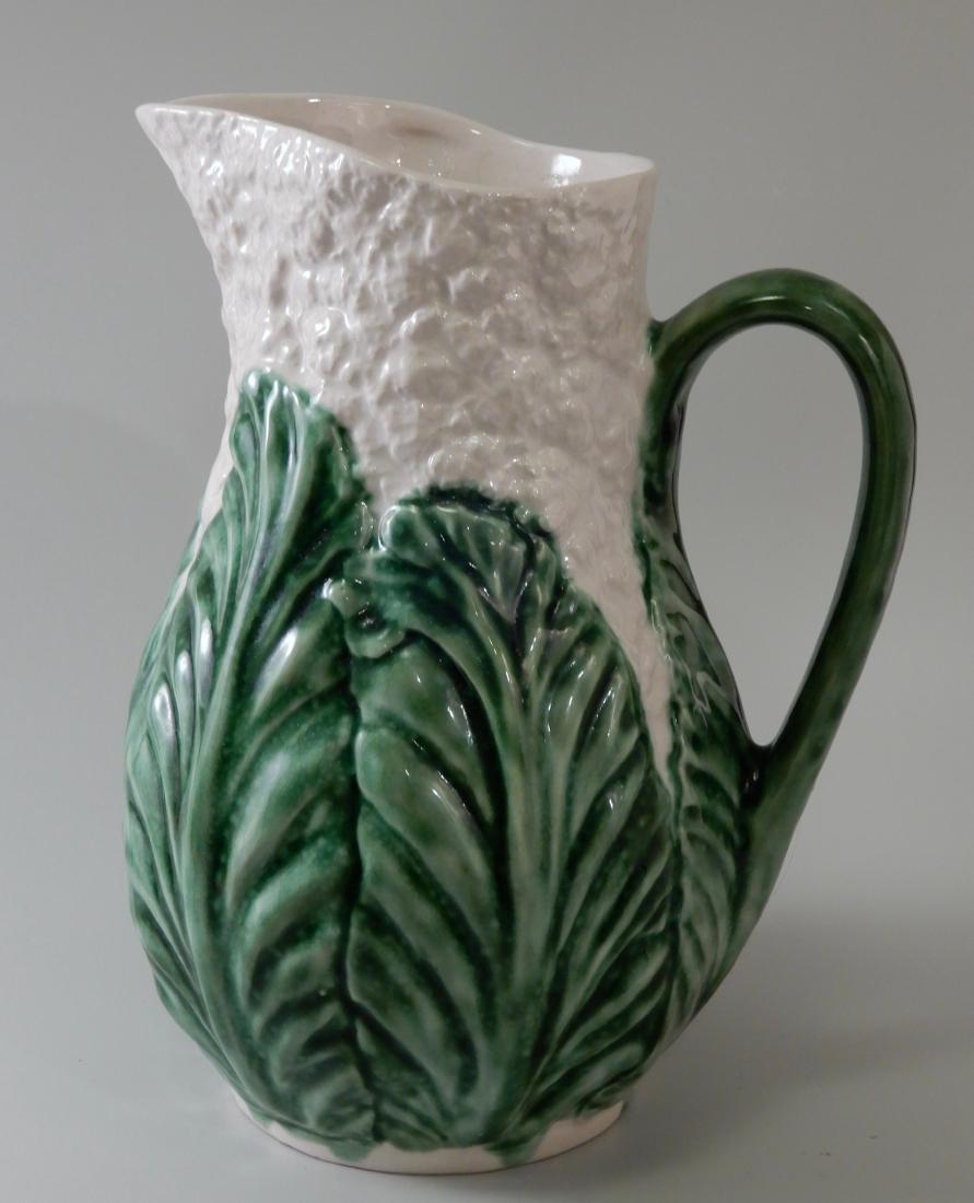 Green Glazed Majolica Cauliflower Cabbage Water Pitcher (1 of 5)