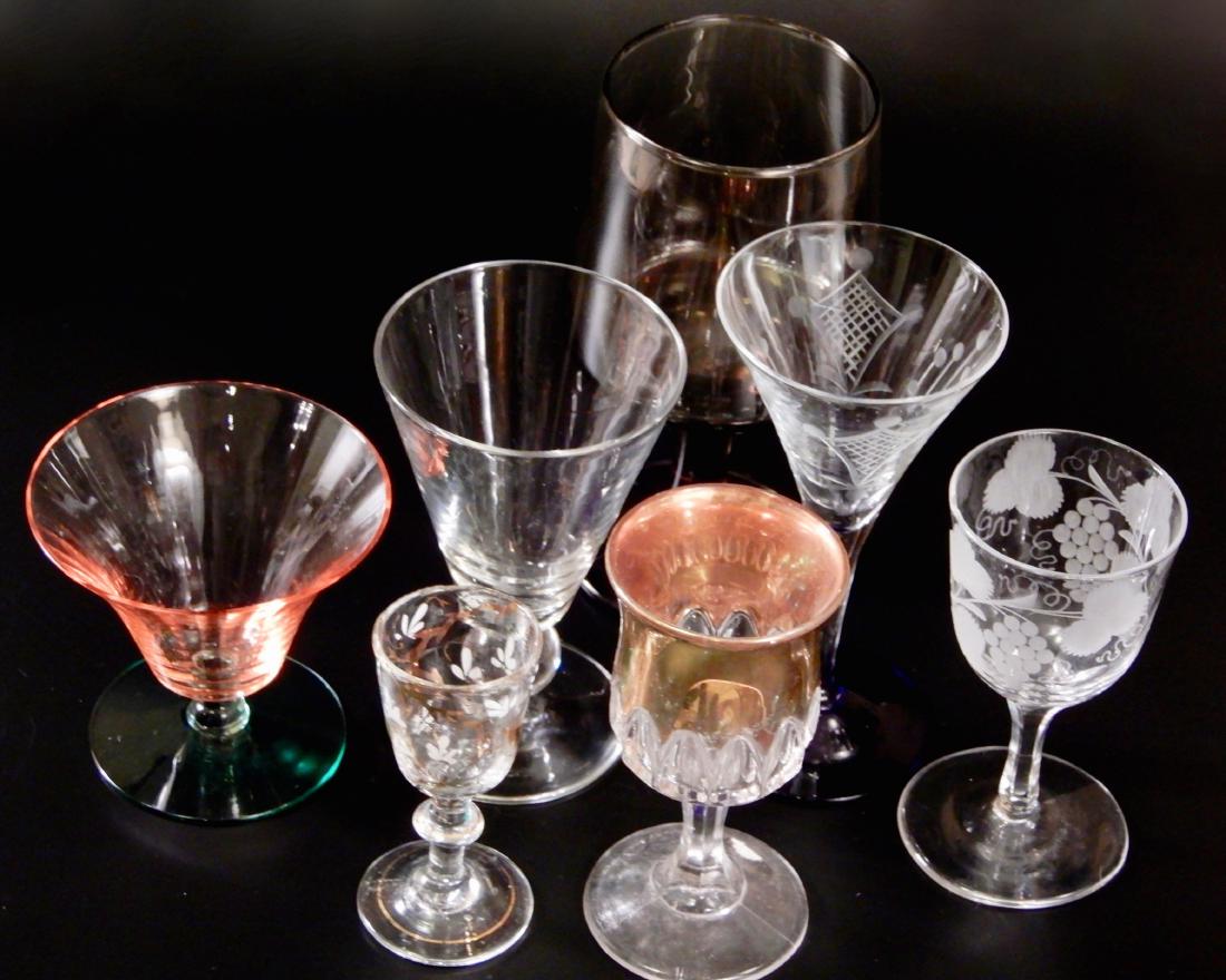 Collection of Vintage Stemware Art Deco Mid Century: Collection of Vintage Stemware Art Deco Mid Century Approximately from 2 1/16 to 5 7/8 inches tall. This lot is part of the inventory from a closed antique store, which we will be auctioning during th