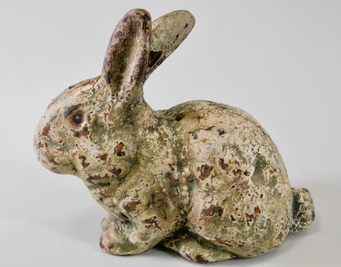 Antique Cast Iron Painted Bunny Rabbit Doorstop Garden (1 of 6)