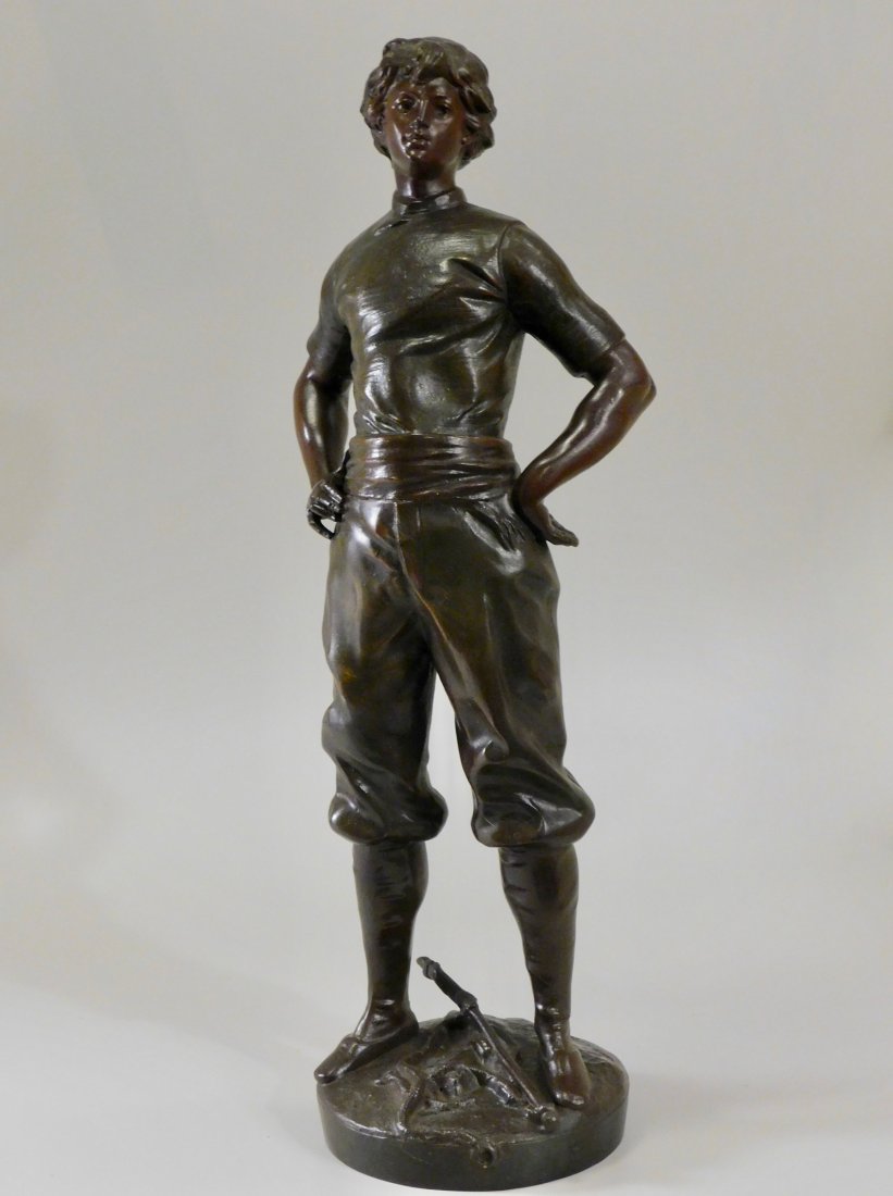 Louis Moreau Bronze Painted Spelter Equestrian Statue o (1 of 8)