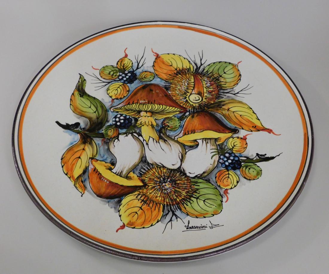 Large Mushroom Painted Platter Artist Signed Italian (1 of 3)