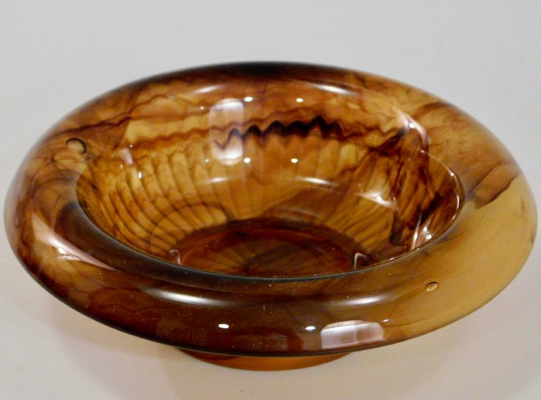 Italian Marbleized Amber Art Glass Bowl Contemporary (1 of 3)