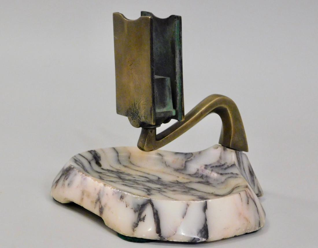 Antique Marble Ash Tray Brass Matchbox Holder (1 of 5)