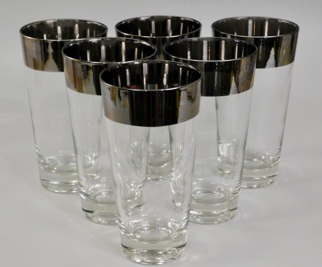 Art Deco Glass Silver Trim Tumbler Lot of 6 Glasses (1 of 6)