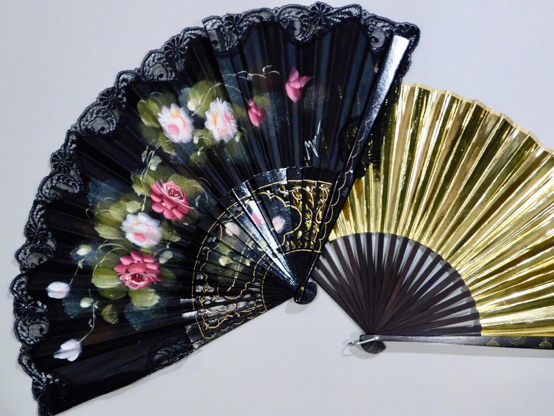 Lace Fabric Floral Pericon Fan Spain Flamenco Hand (1 of 7)