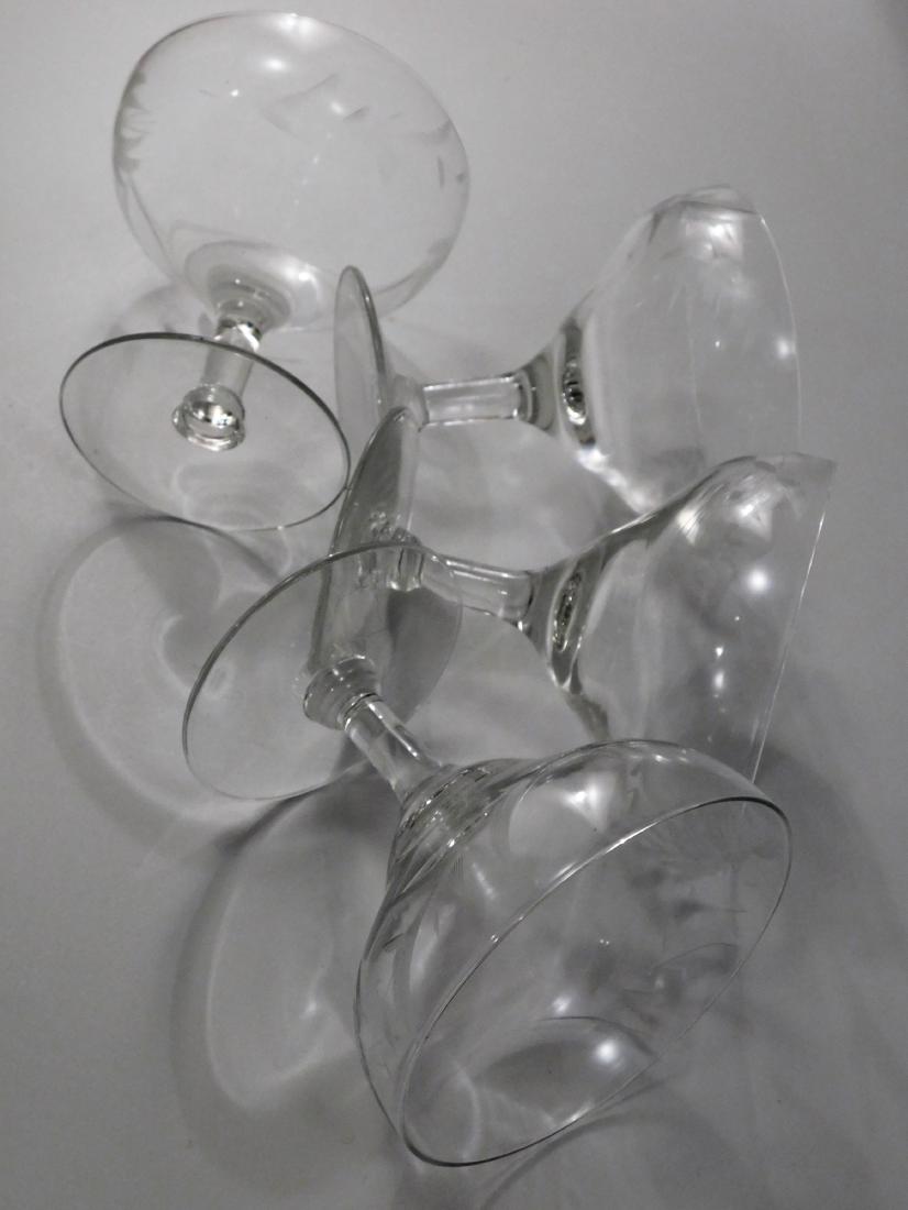 Cut Coupe Stemmed Glass Lot of 4 Vintage Art Deco: Cut Coupe Stemmed Glass Lot of 4 Vintage Art Deco Period Glasses Approximately 3 Â½ x 3 9/16 inches in diameter. This lot is part of inventory from a closed antique store, which we will be auctionin