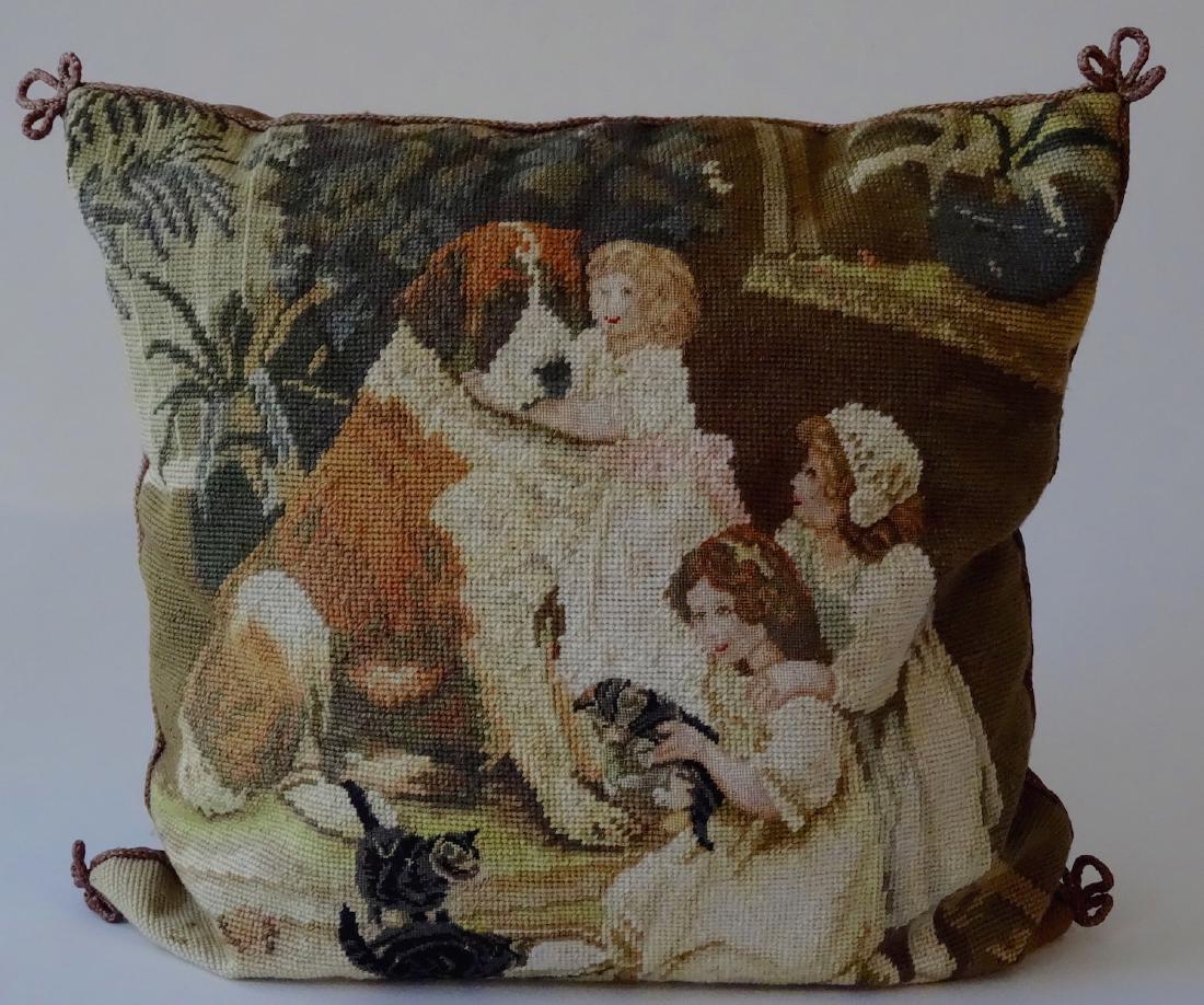 Large Saint Bernard Dog Pettit Point Needlepoint Pillow (1 of 6)