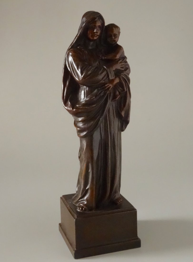 Antique Madonna Religious Spelter Statue Figurine Signe (1 of 7)
