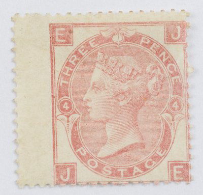 Victoria, 1865, three pence red: Victoria, 1865, three pence red (SG92), Plate 4, wmk. emblems, a few perf. faults, otherwise unused/mint, without gum