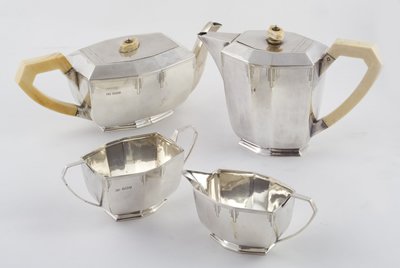 Four piece silver tea service