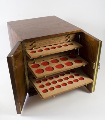 Wooden coin cabinet etc.