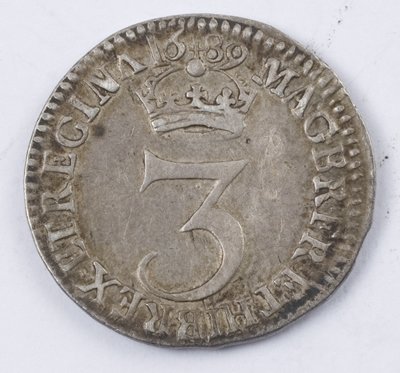 William and Mary, threepence, 1689 - 2