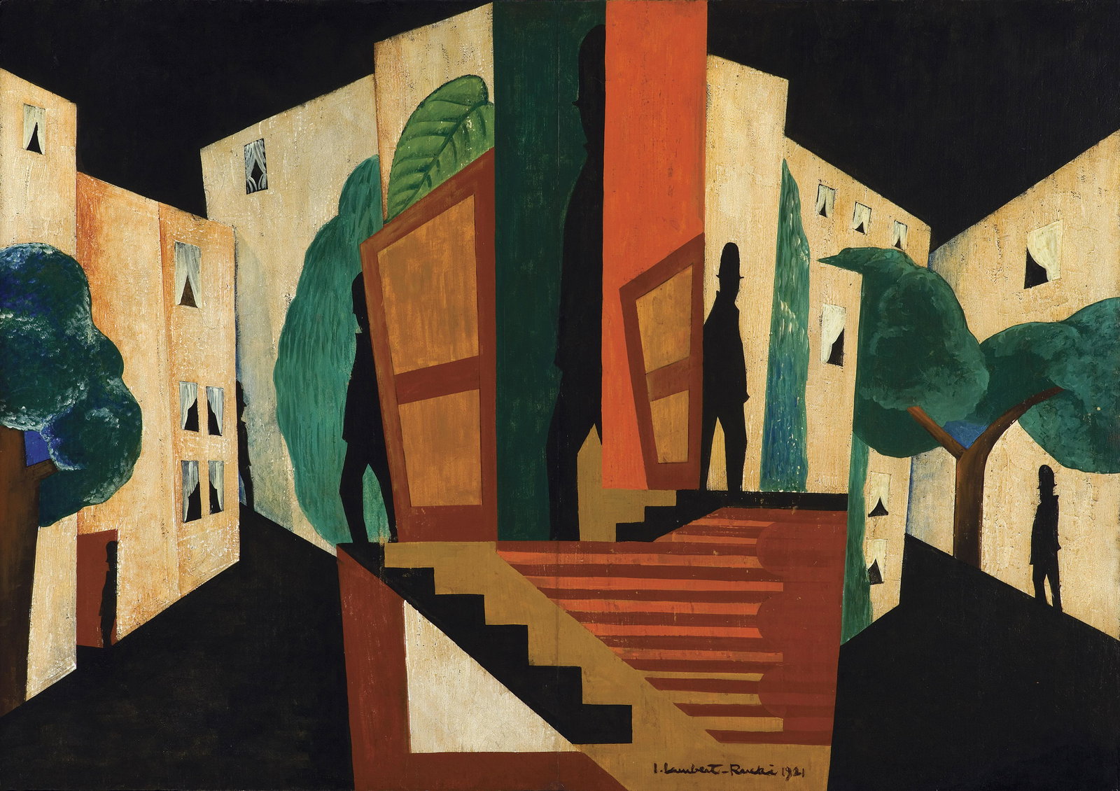 Lambert-Rucki Jean - PERSONNAGES DANS LA VILLE, 1921: Lambert-Rucki Jean - PERSONNAGES DANS LA VILLE, 1921, - 66,8 x 95,0 cm - oil, carton ♦ - this lot require special licenses or permits in order to export it from Poland ♣ - Artist’s Resal