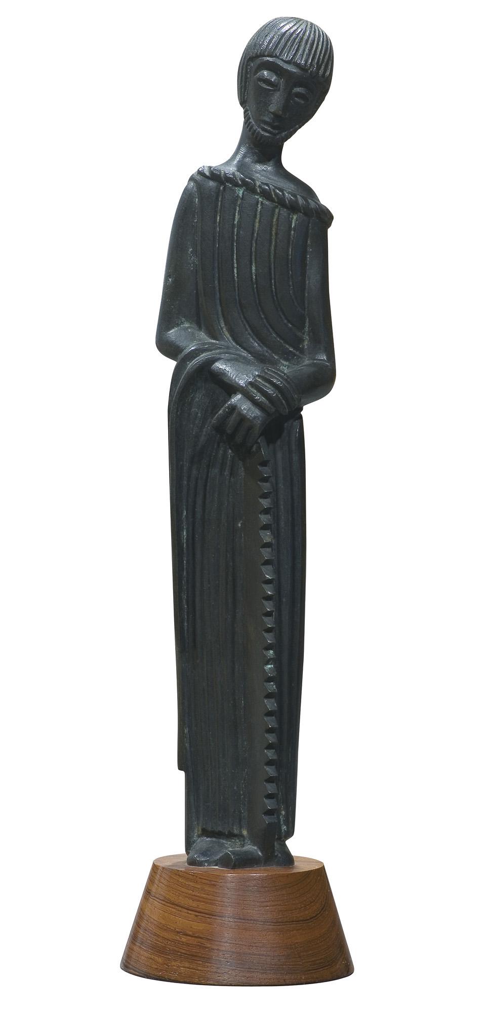 Lambert-Rucki Jean - SAINT SIMON THE APOSTLE: Lambert-Rucki Jean - SAINT SIMON THE APOSTLE, - 28,0 x 6,9cm - patinated bronze, wood