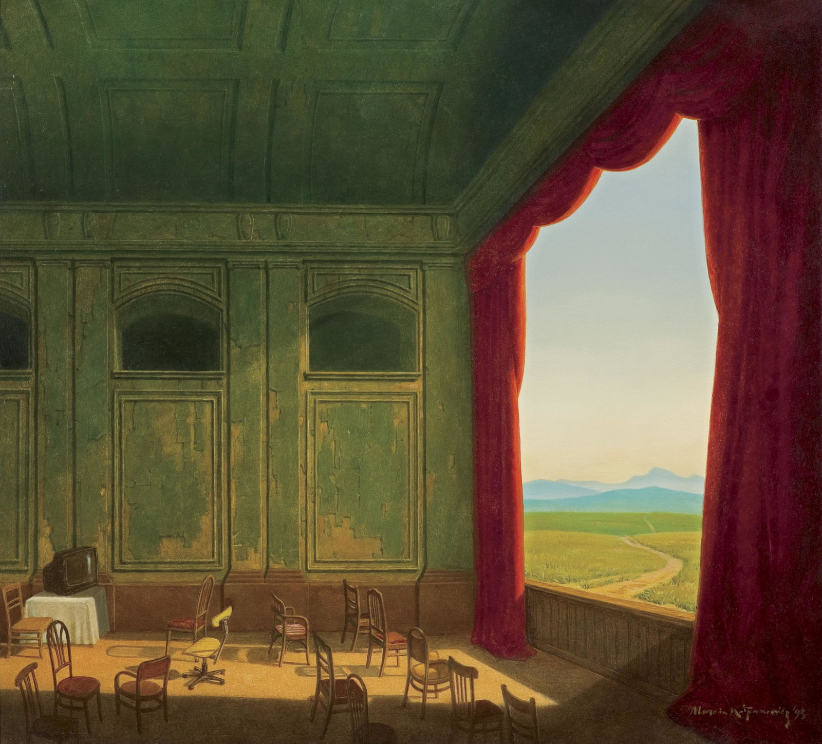 Kolpanowicz Marcin - THE WORLD THEATER II, 1993: Kolpanowicz Marcin - THE WORLD THEATER II, 1993, - 50,0 x 55,0cm - oil, board