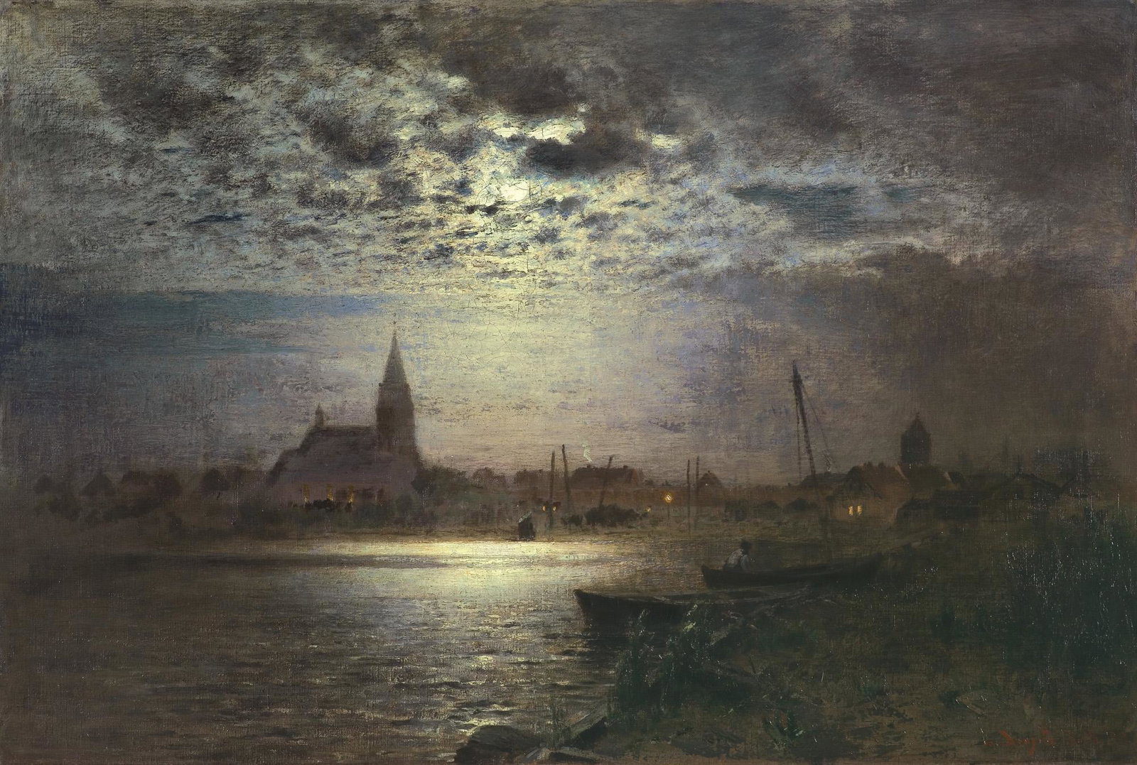 Douzette Louis - BARTH IN THE MOONLIGHT, 1903: Douzette Louis - BARTH IN THE MOONLIGHT, 1903, - 62,2 x 92,4cm - oil, canvas