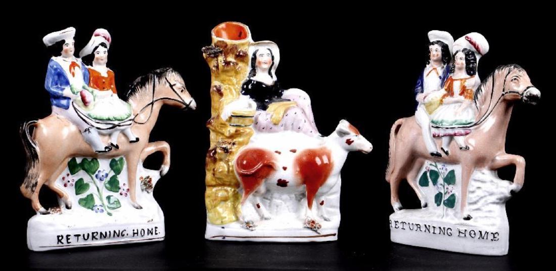 TWO STAFFORDSHIRE FIGURAL GROUPS, RETURNING HOME, 19THC (1 of 2)