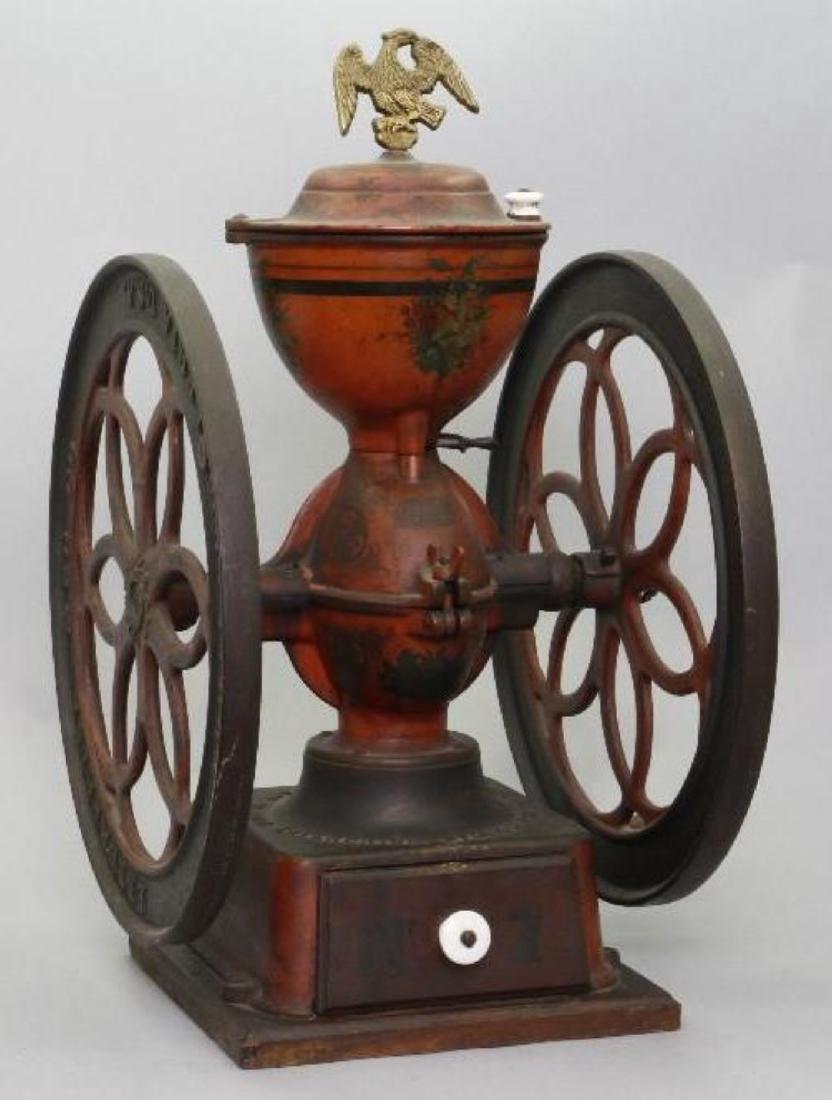 PAINTED AND STENCIL DECORATED CAST IRON COFFEE GRINDER (1 of 7)