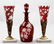 PAIR OF RUBY FLASHED GLASS GILT METAL AND MARBLE VASES - 2
