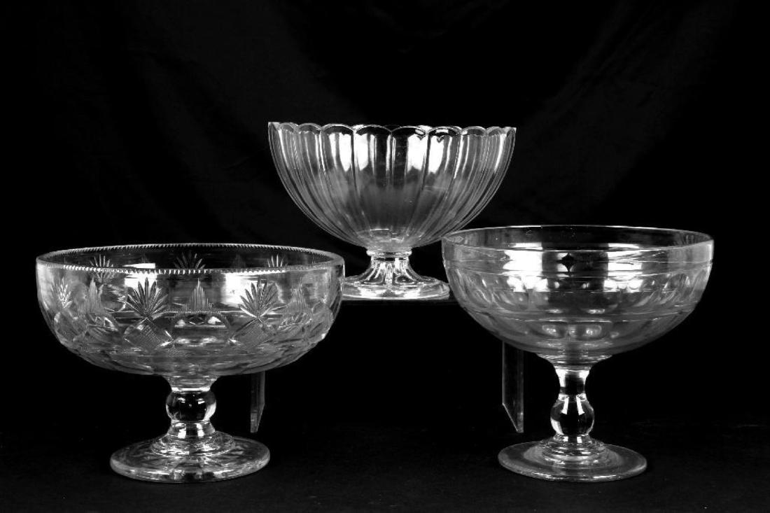 THREE FLINT GLASS COMPOTES, 19THC. (1 of 1)