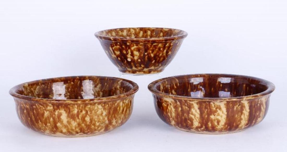 THREE BENNINGTON BOWLS, 19THC. (1 of 4)