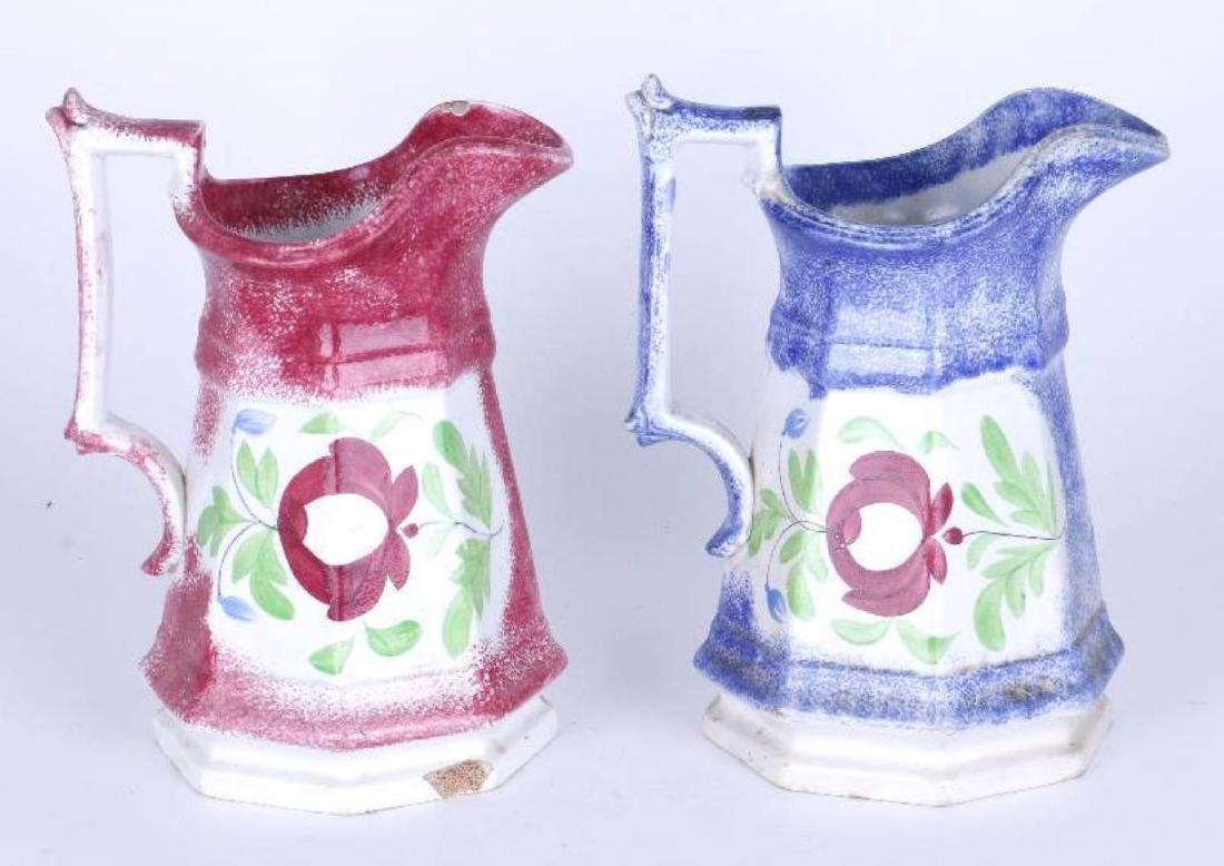 THREE SPATTERWARE PITCHERS, 19THC. (1 of 4)
