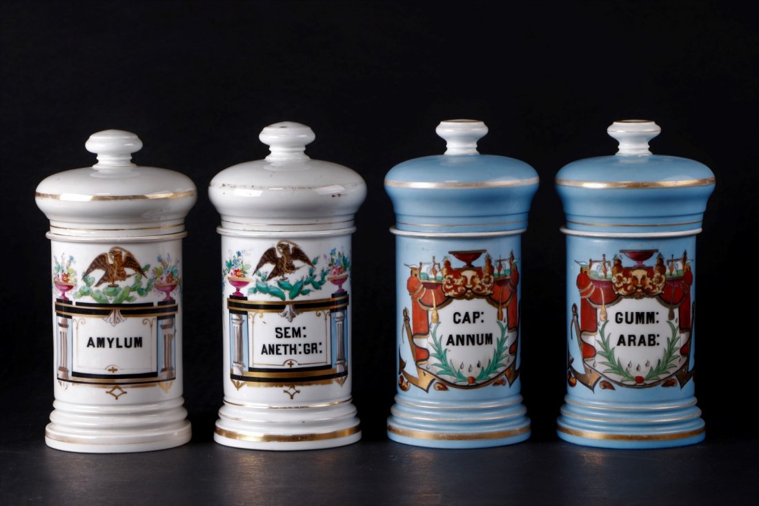 4 FRENCH PORCELAIN APOTHECARY JARS FOR MEXICAN MARKET (1 of 3)