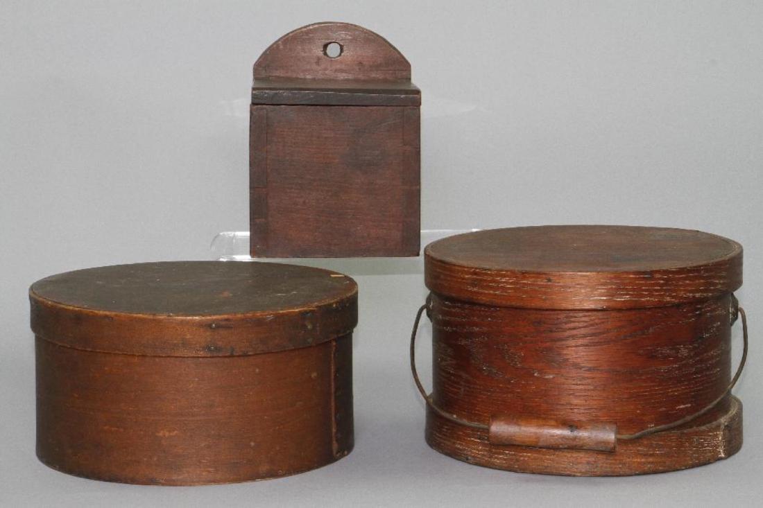 TWO BENTWOOD LIDDED KITCHEN STORAGE BOXES, 19THC. (1 of 5)