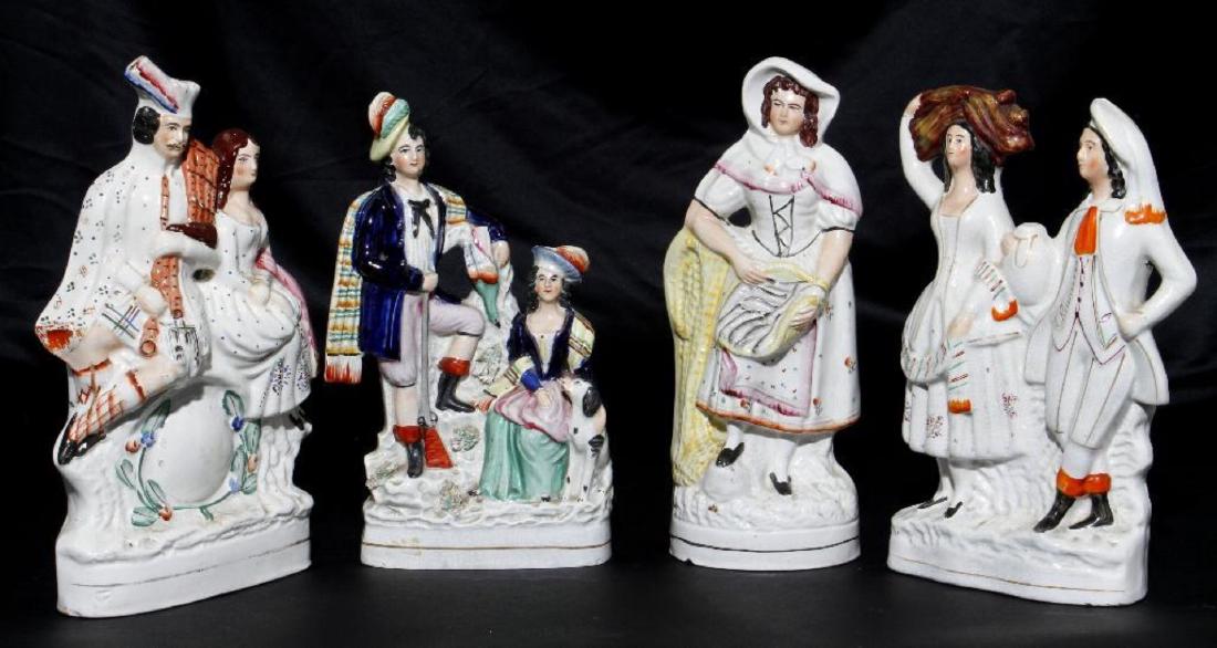 FOUR STAFFORDSHIRE, FIGURAL GROUPS, 19THC. (1 of 3)
