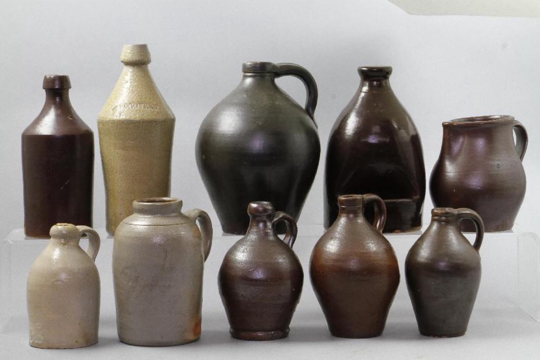 SIX SALT GLAZED AND REDWARE JUGS, 19TH CENTURY (1 of 4)