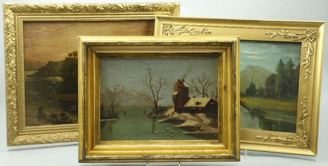 3 AMERICAN OIL LANDSCAPE PAINTINGS (1 of 7)