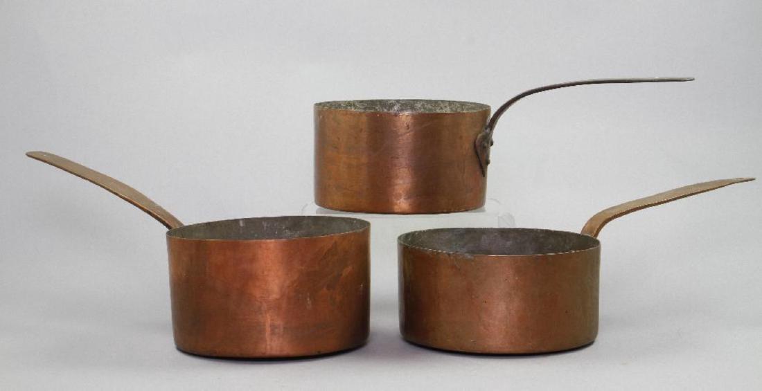 3 COPPER SAUCEPANS (1 of 2)