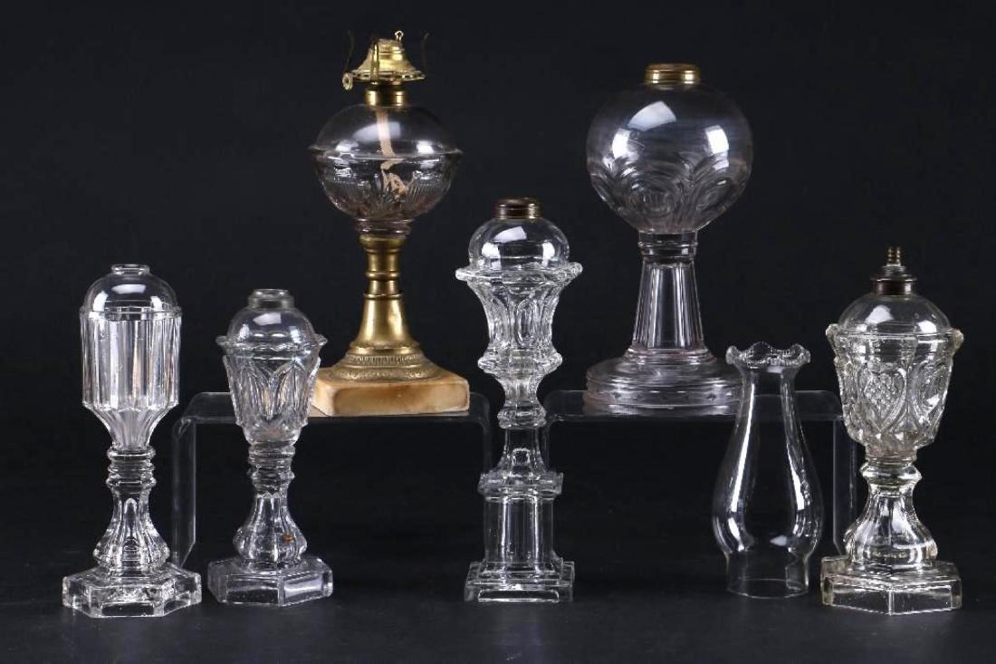 6 AMERICAN MOLDED GLASS FLUID LAMPS (1 of 7)