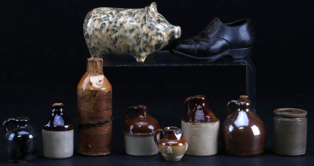 10 PIECES OF BROWN STONEWARE OR OTHER POTTERY (1 of 3)