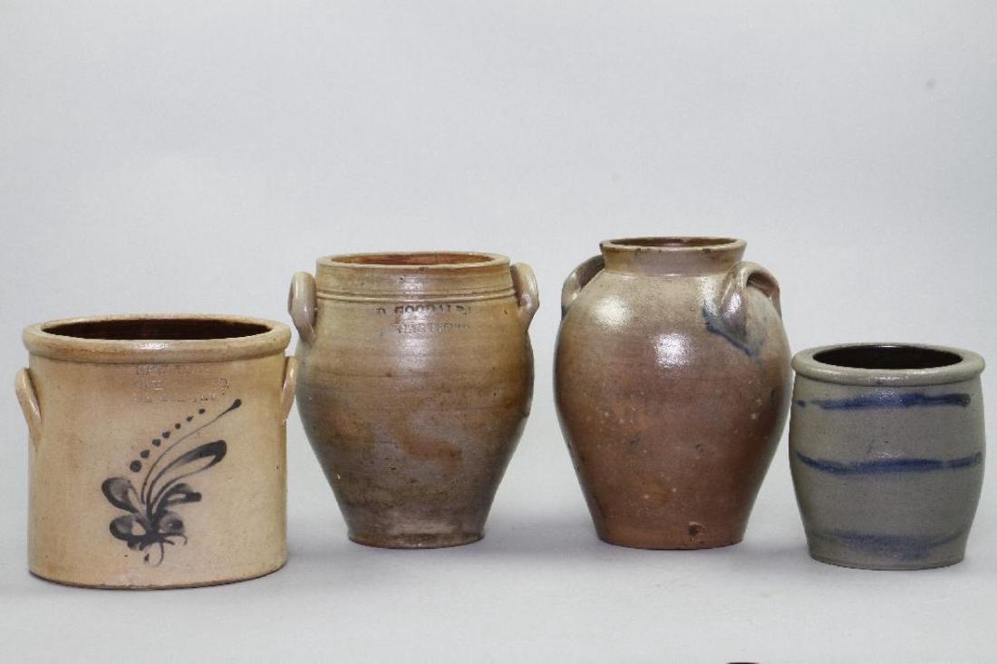 4 AMERICAN SALT GLAZED CROCKS (1 of 4)